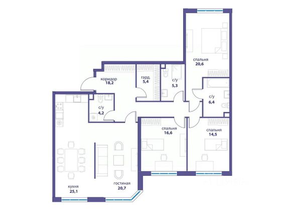 Продажа 4-комнатной квартиры 137 м², 28/33 этаж