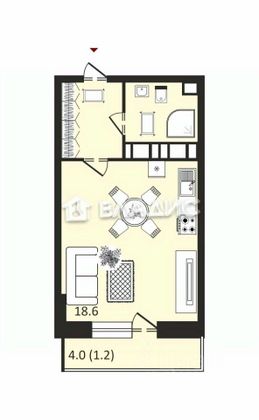 Продажа квартиры-студии 26,2 м², 11/25 этаж