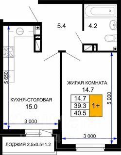 Продажа 1-комнатной квартиры 41 м², 7/9 этаж