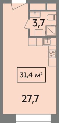 Продажа квартиры-студии 31,4 м², 11/14 этаж