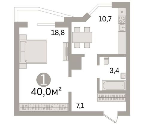 Продажа 1-комнатной квартиры 40 м², 2/25 этаж