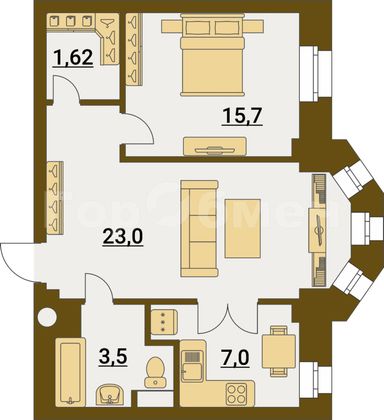 Продажа 2-комнатной квартиры 63,3 м², 6/9 этаж