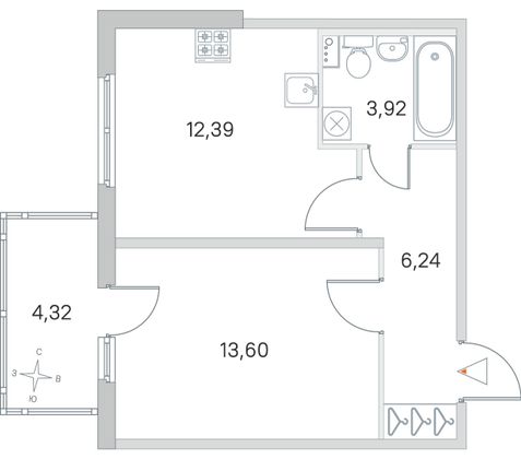 Продажа 1-комнатной квартиры 37,5 м², 1/4 этаж