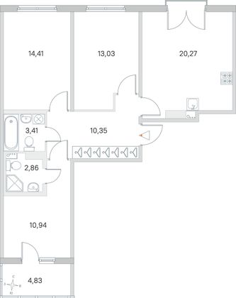 Продажа 3-комнатной квартиры 77,7 м², 3/4 этаж