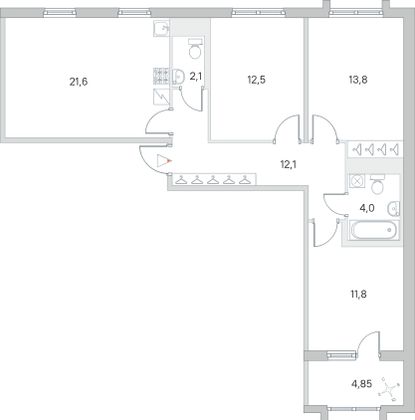 Продажа 3-комнатной квартиры 80,3 м², 3/5 этаж