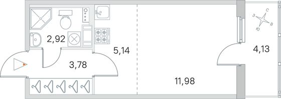 Продажа квартиры-студии 25,1 м², 4/4 этаж