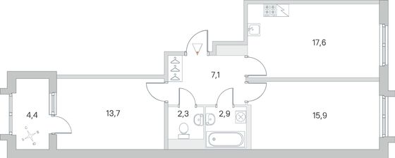 Продажа 2-комнатной квартиры 61,7 м², 4/5 этаж