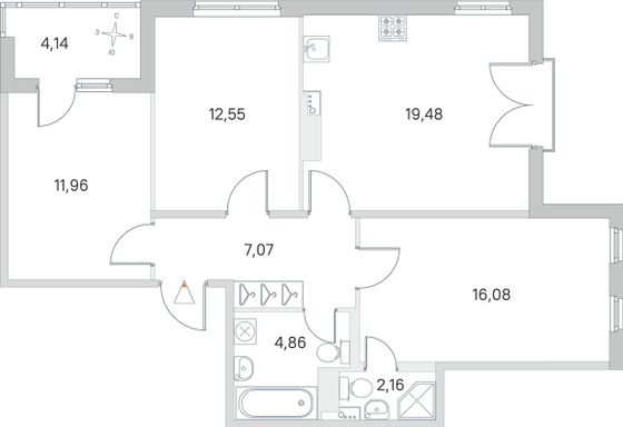 Продажа 3-комнатной квартиры 76,2 м², 4/4 этаж