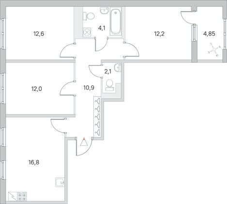 Продажа 3-комнатной квартиры 73,1 м², 4/5 этаж