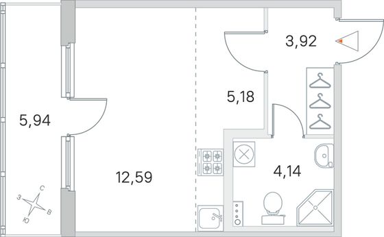 Продажа квартиры-студии 28,8 м², 1/4 этаж