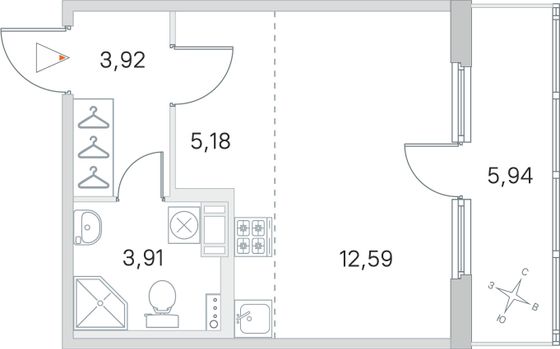Продажа квартиры-студии 28,6 м², 3/4 этаж