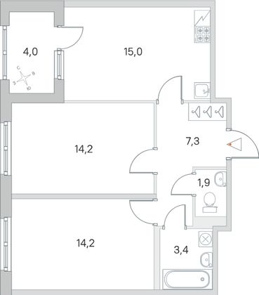 Продажа 2-комнатной квартиры 58 м², 1/5 этаж
