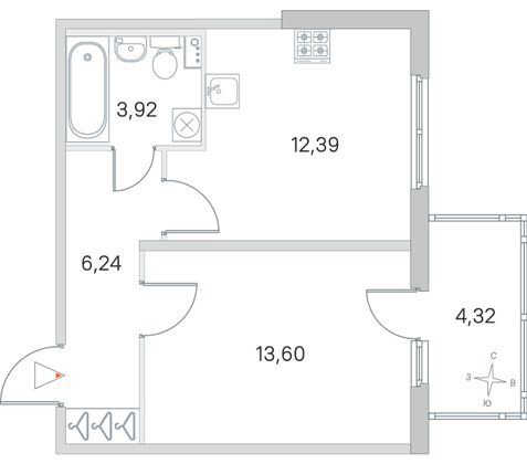 Продажа 1-комнатной квартиры 37,5 м², 1/4 этаж