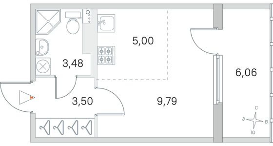 Продажа квартиры-студии 24,8 м², 4/4 этаж