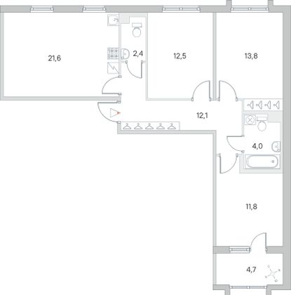 Продажа 3-комнатной квартиры 80,6 м², 2/5 этаж