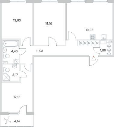 Продажа 3-комнатной квартиры 84,4 м², 2/4 этаж