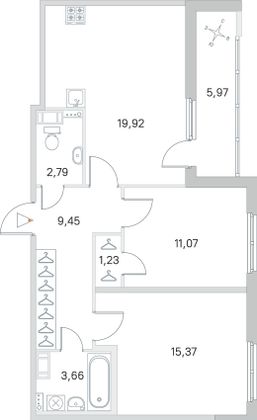 Продажа 2-комнатной квартиры 66,5 м², 4/4 этаж