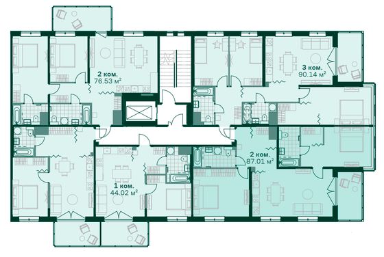 Продажа 2-комнатной квартиры 87,1 м², 6/14 этаж