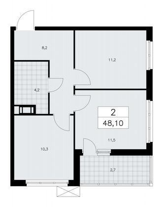 48,1 м², 2-комн. квартира, 6/9 этаж