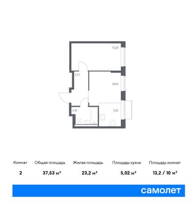 37,5 м², 1-комн. квартира, 11/19 этаж