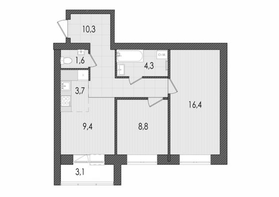 Продажа 3-комнатной квартиры 57,6 м², 5/9 этаж