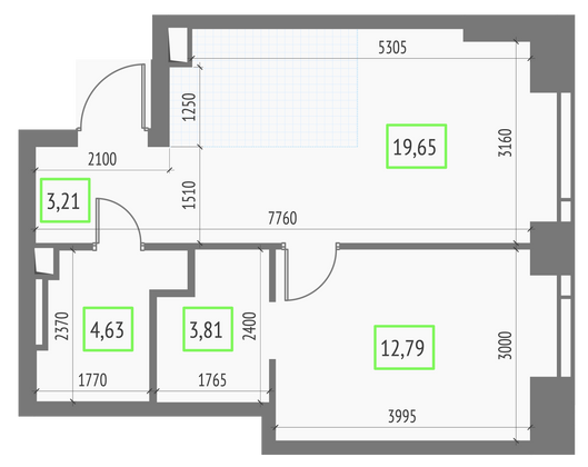 Продажа 1-комнатной квартиры 44,1 м², 27/57 этаж