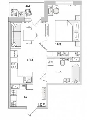 Продажа 1-комнатной квартиры 38,4 м², 10/14 этаж