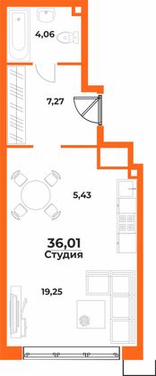 Продажа квартиры-студии 36 м², 10/10 этаж