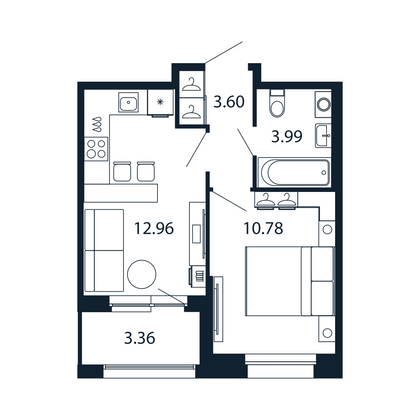 Продажа 1-комнатной квартиры 33 м², 4/12 этаж