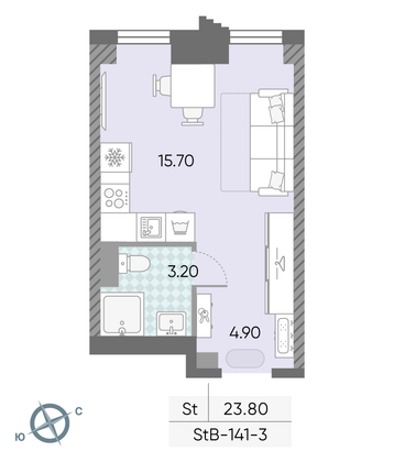 Продажа квартиры-студии 23,8 м², 3/58 этаж
