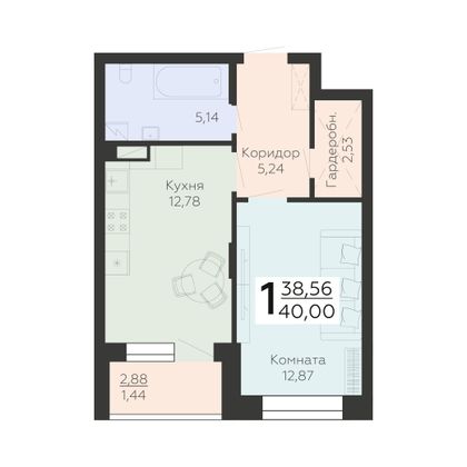 Продажа 1-комнатной квартиры 40 м², 16/24 этаж