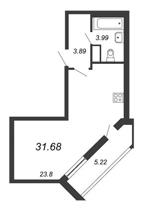 Продажа квартиры-студии 31,7 м², 21/25 этаж