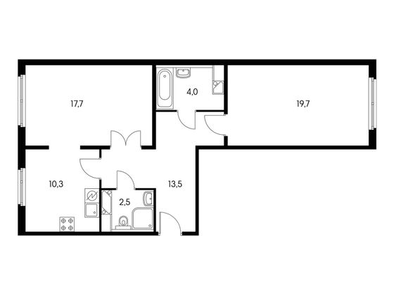 68,9 м², 2-комн. квартира, 3/9 этаж