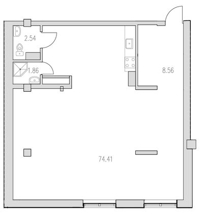 Продажа квартиры-студии 89,5 м², 3/23 этаж