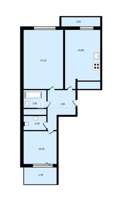 Продажа 2-комнатной квартиры 56,3 м², 7/25 этаж