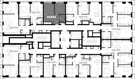 Продажа 1-комнатной квартиры 34,1 м², 22/48 этаж