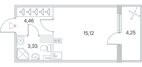 Продажа квартиры-студии 24,2 м², 3/4 этаж