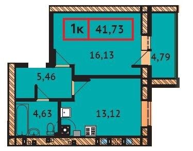 Продажа 1-комнатной квартиры 41,7 м², 9/9 этаж
