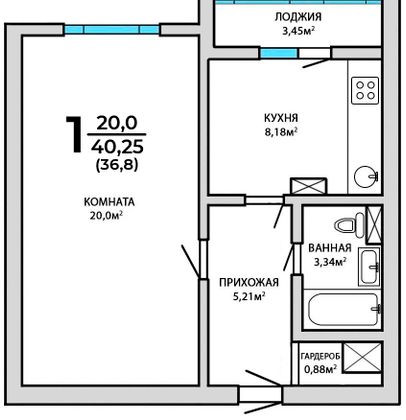 Продажа 1-комнатной квартиры 37 м², 14/16 этаж