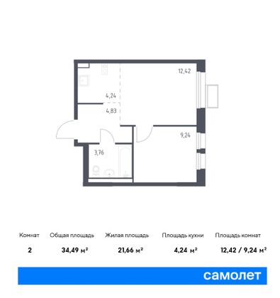 34,5 м², 1-комн. квартира, 17/17 этаж