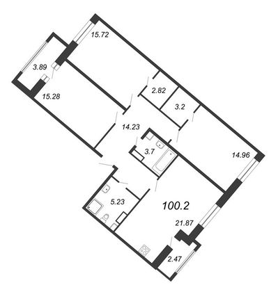 100,2 м², 4-комн. квартира, 6/12 этаж