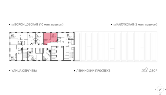 Продажа 1-комнатной квартиры 38,6 м², 44/58 этаж