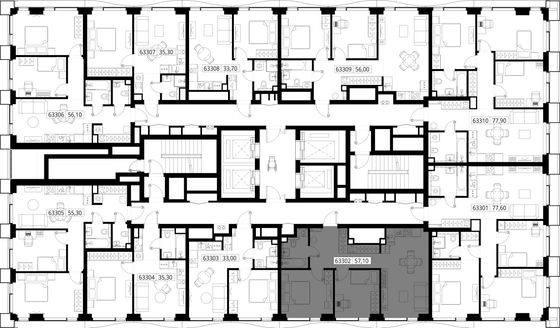 Продажа 2-комнатной квартиры 57,1 м², 33/48 этаж