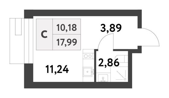 Продажа квартиры-студии 18 м², 13/16 этаж