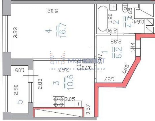 Продажа 1-комнатной квартиры 41,8 м², 11/21 этаж