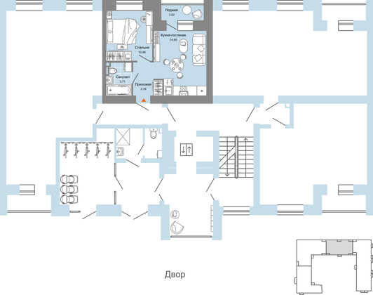 Продажа 2-комнатной квартиры 34 м², 1/8 этаж