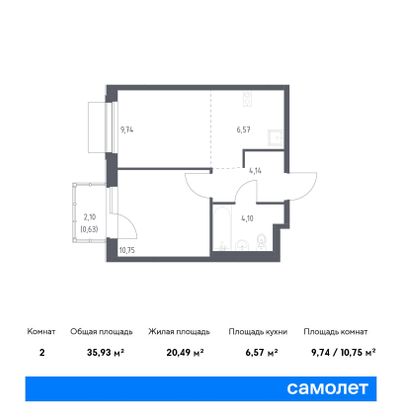 35,9 м², 1-комн. квартира, 4/9 этаж