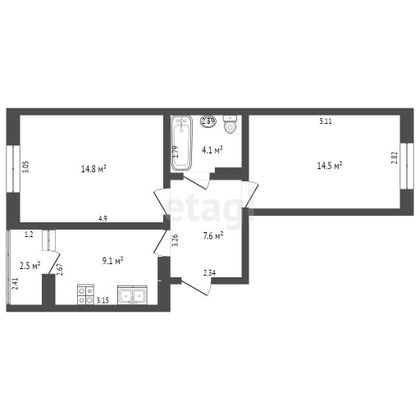 Продажа 2-комнатной квартиры 57 м², 17/22 этаж
