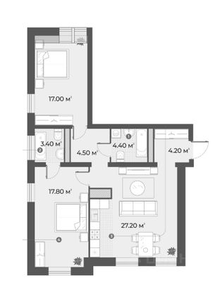 Продажа 2-комнатной квартиры 80 м², 6/6 этаж