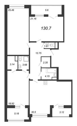 Продажа 4-комнатной квартиры 130,4 м², 5/8 этаж